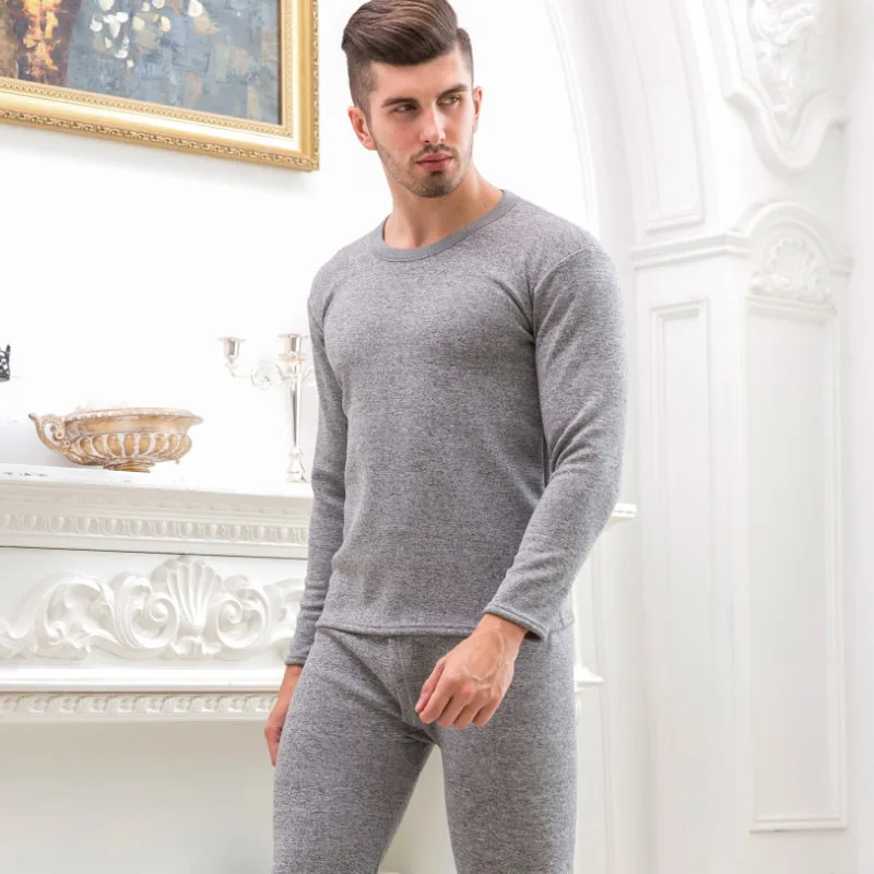 Male Grey Мужские и женские теплые Многослойные бархатные плотные комплекты термобелья для зимней одежды пижамы термос длинные кальсоны термо нижнее белье X3 - Цвет: Male Grey