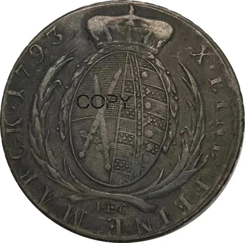 Немецкий электорат Саксонии 1 Conventionsthaler Friedrich August III 1793 IEC Мельхиор Посеребренная
