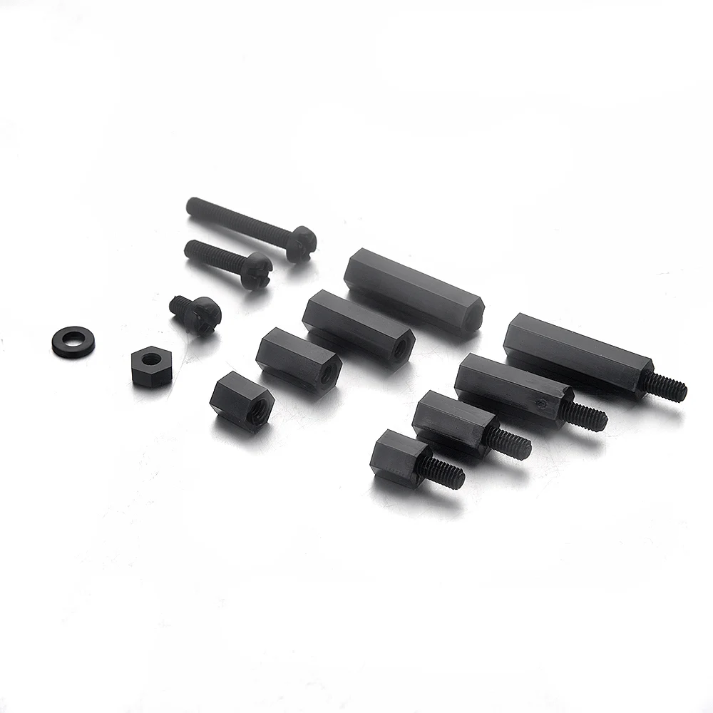 Оптовая продажа 260 шт./компл. M3 нейлон Balck прокладка Шурупы и Колонка изоляции