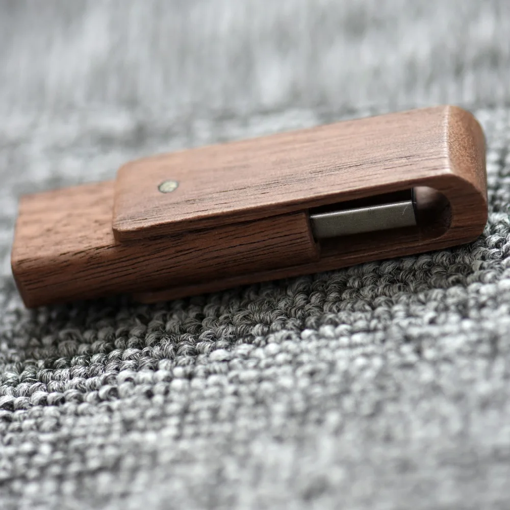 Логотип клиента деревянный вращающийся usb флэш-накопитель из натурального