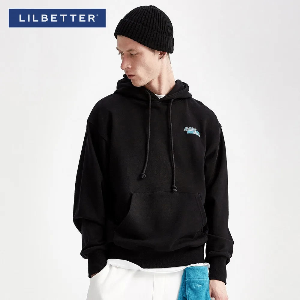 Lilbetter Осень Зима повседневные однотонные черные свободные простые толстовки