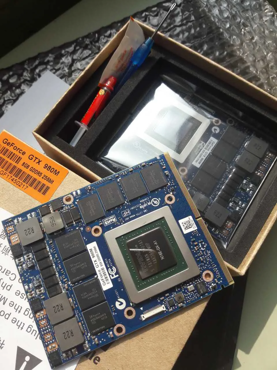 Оригинальный GTX 980 м Графика карты GTX980M с X кронштейн N16E GX A1 8 Гб GDDR5 MXM для Dell Alienware MSI