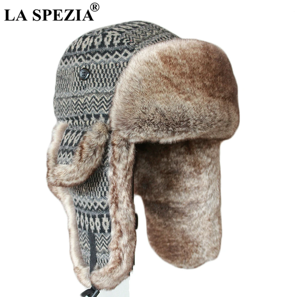 LA SPEZIA, мужская шапка-бомбер, теплая зимняя женская шапка с ушками, шапка-ушанка, меховая утолщенная, Советская Русская Шапка-ушанка, унисекс, шапки-авиаторы и шапки