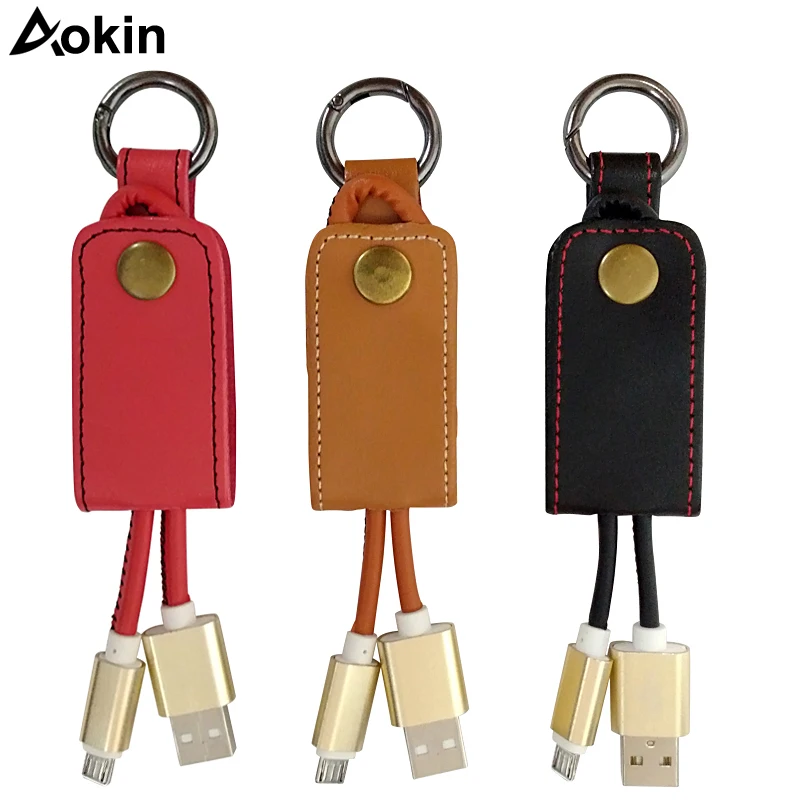 Кожаный брелок Aokin USB кабель Micro Type C для ключей Samsung Huawei Быстрая зарядка линия