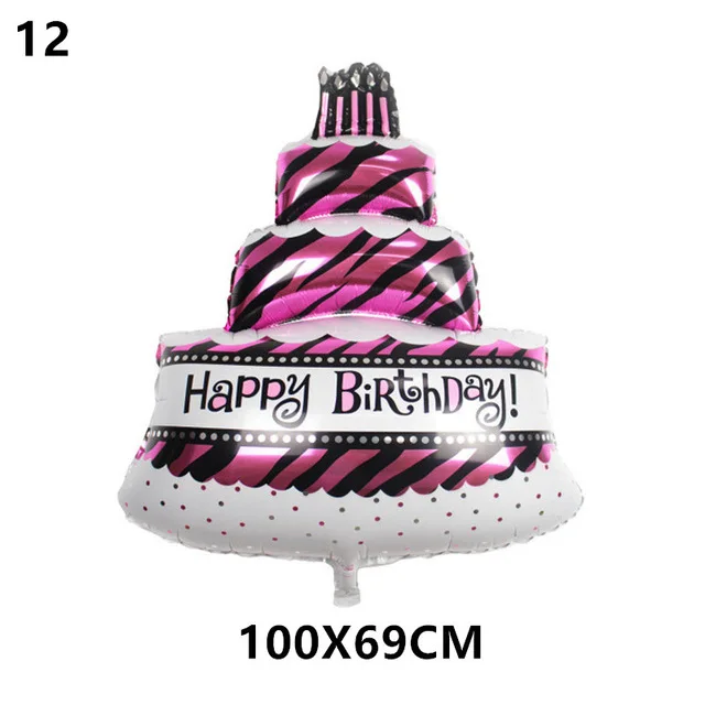 12-Big cake pink Детские украшения для душа фольга Воздушные шары его мальчик девочки для празднования первого дня рождения украшения дети свадебные украшения вечерние принадлежности - Цвет: 12-Big cake pink