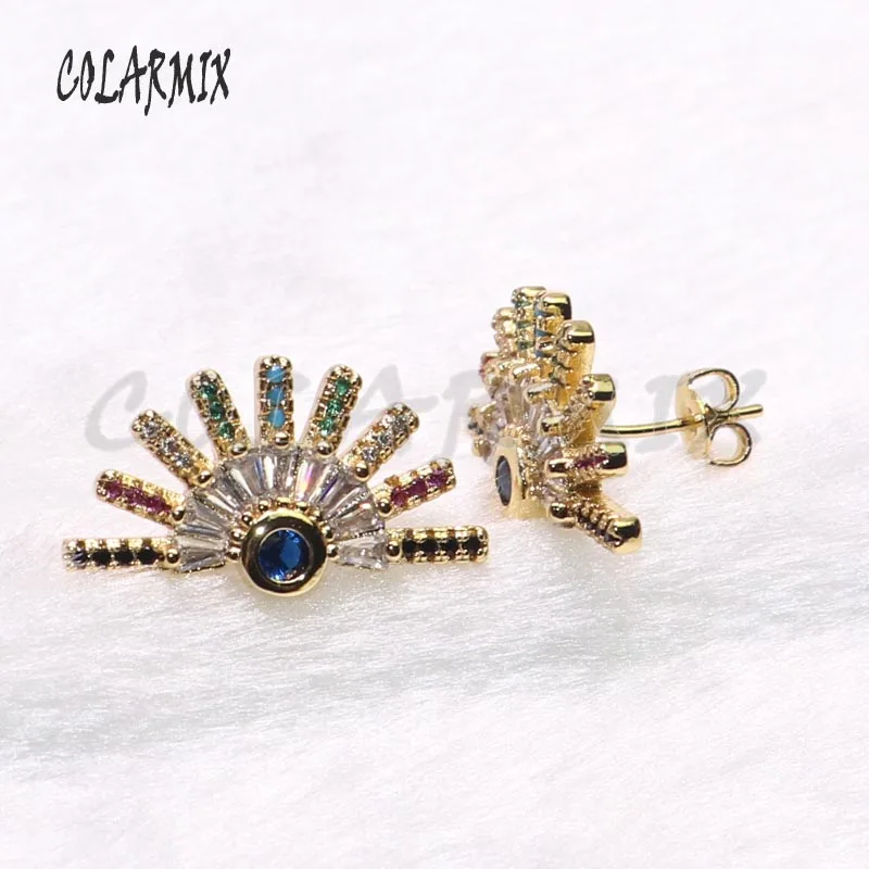 6 пар радужных цветов круглые серьги-гвоздики в форме глаз циркониевые милые