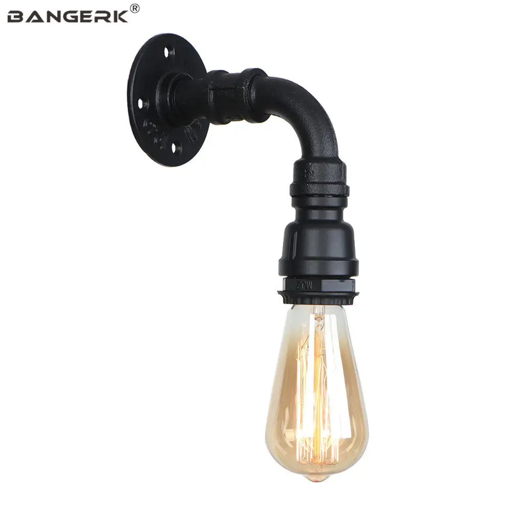 

Loft Industrial Iron Black Rust Water Pipe wall lamp Vintage Edison LED Sconce Wall Lights For Living Room Bedroom Bar Fixtures