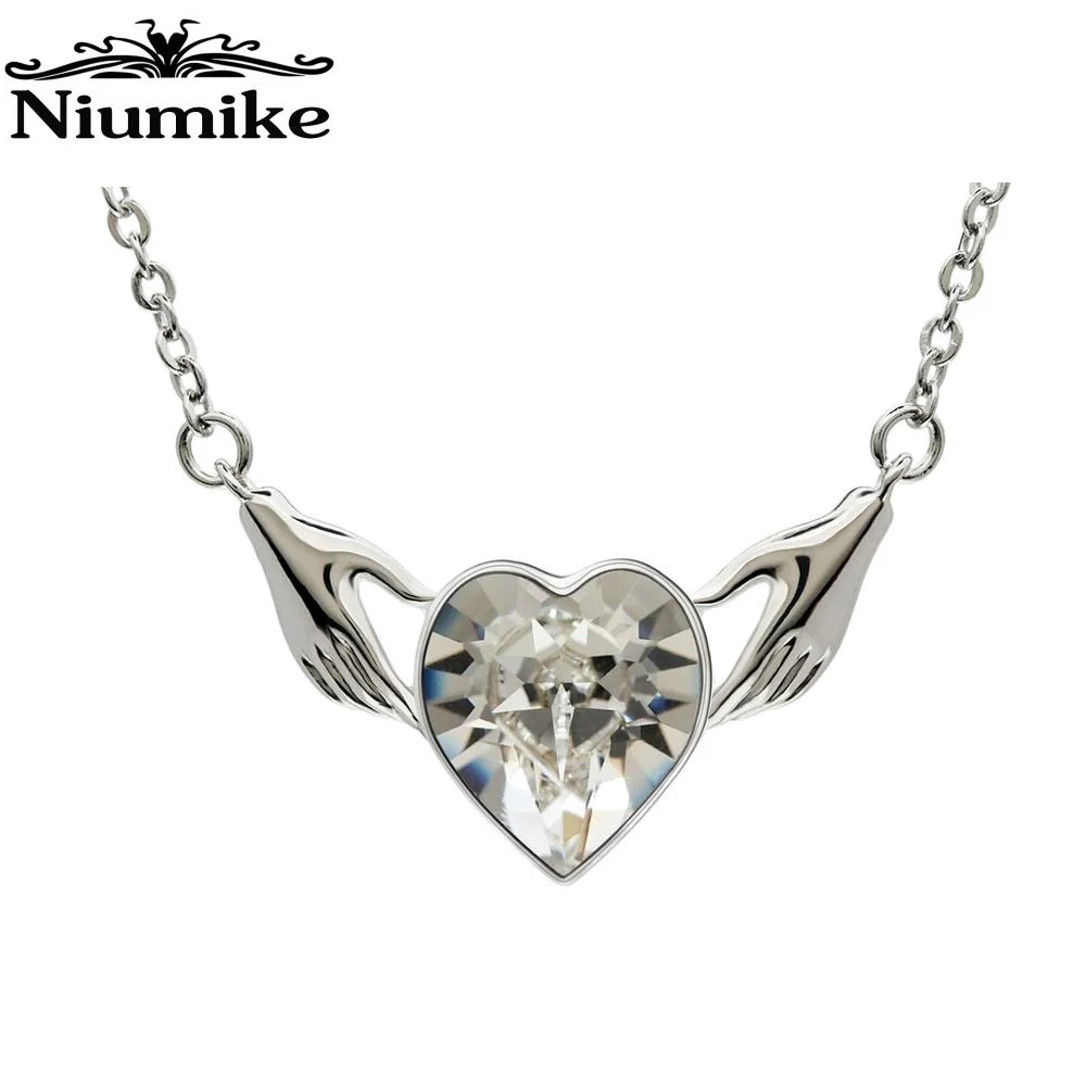 Женское Ожерелье Niumike украшенное кристаллами от Swarovski кулон в виде сердца подарок