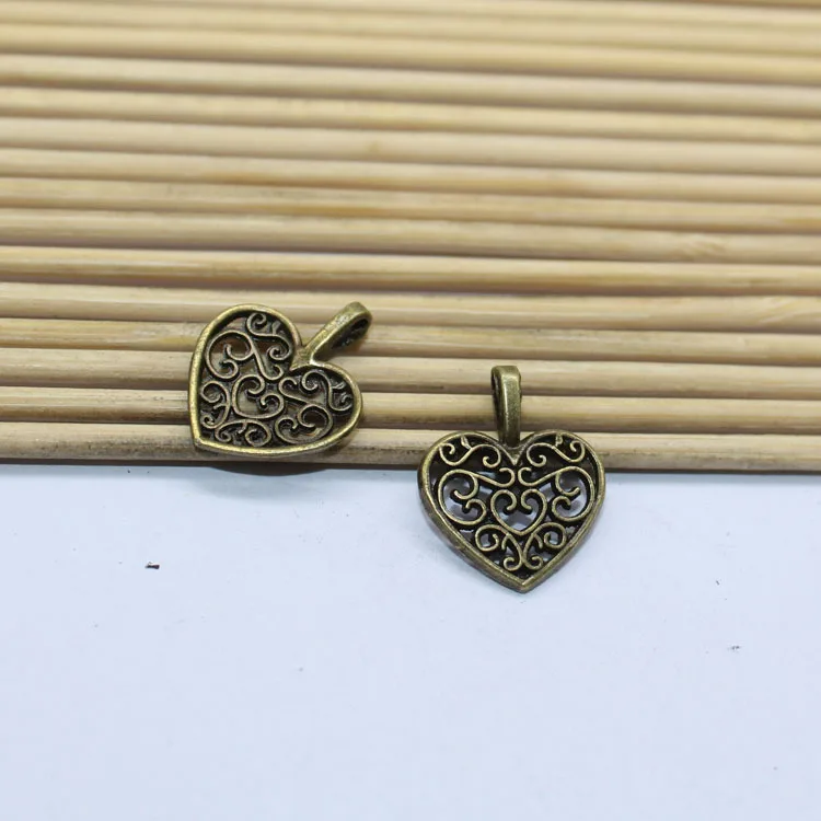 Antique Bronze 50 шт. 14x17 мм античная серебряная подвеска-Сердце Металлические тибетские Подвески DIY винтажный браслет ожерелье застежки для сережек изготовление аксессуаров - Окраска металла: Antique Bronze
