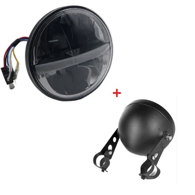 5,75 дюймов 883 мотоциклетные круглые светодиодные фары широкий Glide XL1200X FXDX 70 ДВА фары Moto 5 3/" налобный фонарь корпус ведро - Цвет: headlight and housin