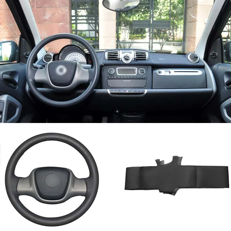 

DIY Sewing-on PU Leather Steering Wheel Cover Exact Fit For Smart Fortwo