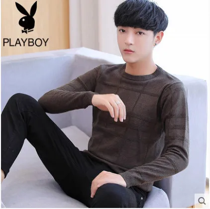 Толстовка Playboy осенний свитер Мужская Корейская версия тонкая нижняя рубашка трендовый Молодежный красивый свитер с длинными рукавами