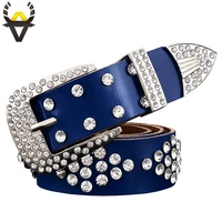 fashion genuine leather belts for women designer luxury pin buckle belt men high quality rhinestone unisex waist strap width 3 3