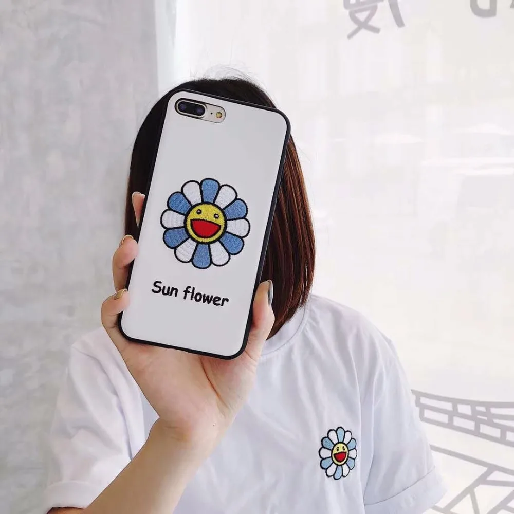 Вышитый Подсолнух для iPhone 6 plus 7 8 чехол X xr xsmax задняя крышка-чехол телефона |