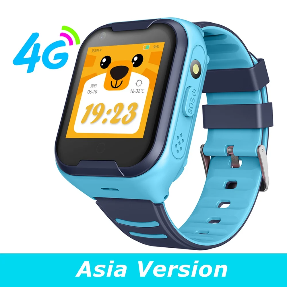 Blue Asia LEMFO, gps, Детские умные часы, 4G, поддержка sim-карты, вызов, SOS, полный сенсорный телефон, часы с камерой, водонепроницаемые, детские часы - Цвет: Blue Asia