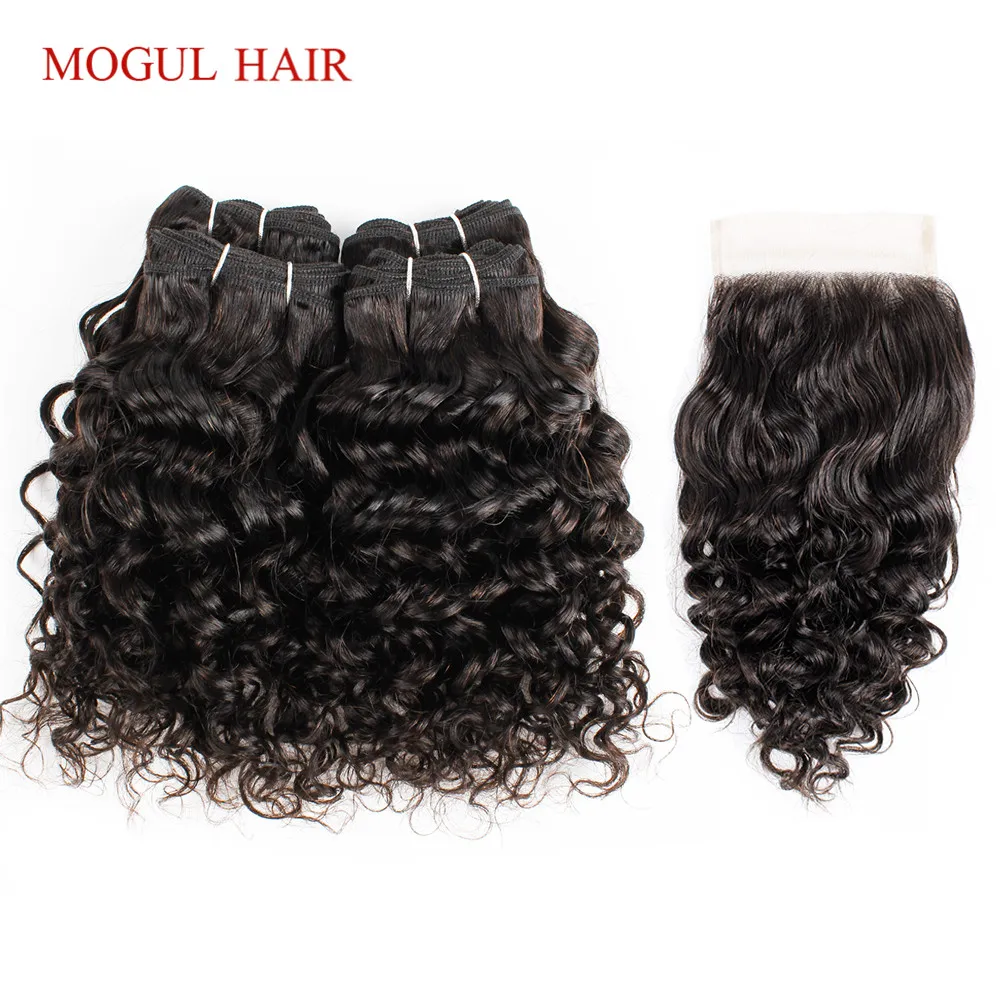 MOGUL волосы 50 г/шт. 4/6 пряди с закрытием волна воды Омбре медовый блонд бразильские Remy человеческие волосы коричневый короткий Боб Стиль