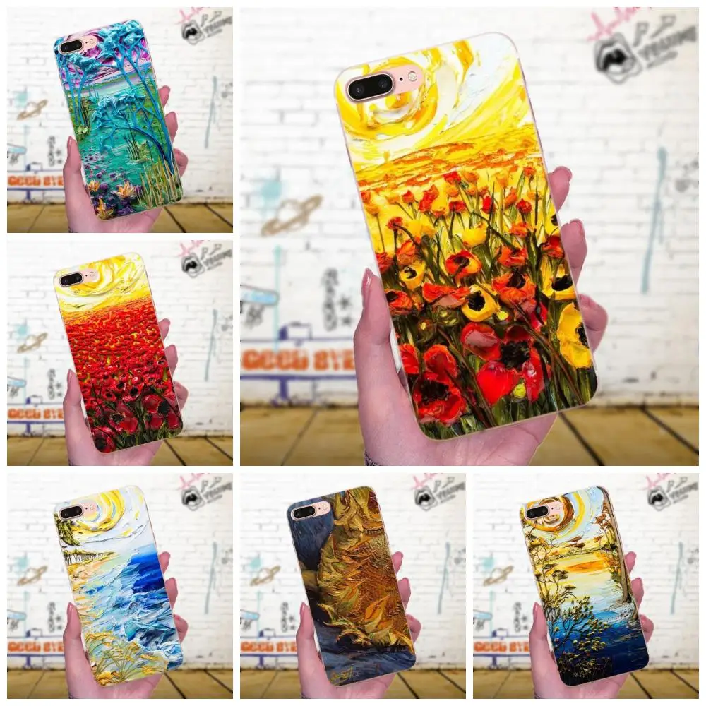 Уникальный для Apple iPhone X XS Max XR 4 4S 5 5C 5S SE 6 6S 7 8 Plus картина маслом цветок подсолнух |