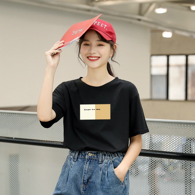 Женская футболка с короткими рукавами Повседневная хлопковая свободная