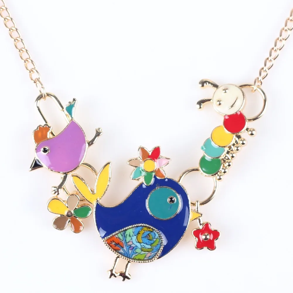 Newei массивное ожерелье цыпленок Эмаль Золотая пластина длинная цепь из сплава