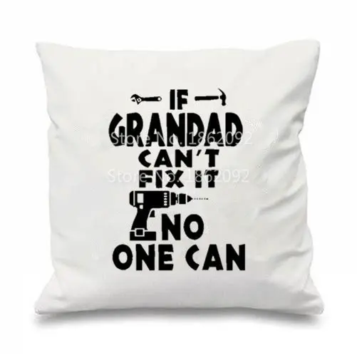 

Funny If Grandad Can't Fix It No One Can Cushion Cover Hand Drill Throw Pillow Case Cool Grandpa Birthday Gift Grandfather Decor