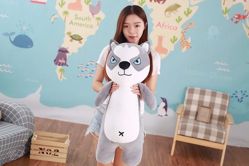 Большая 80 см креативная игрушка мультфильм хаски собака плюшевая пух хлопковая