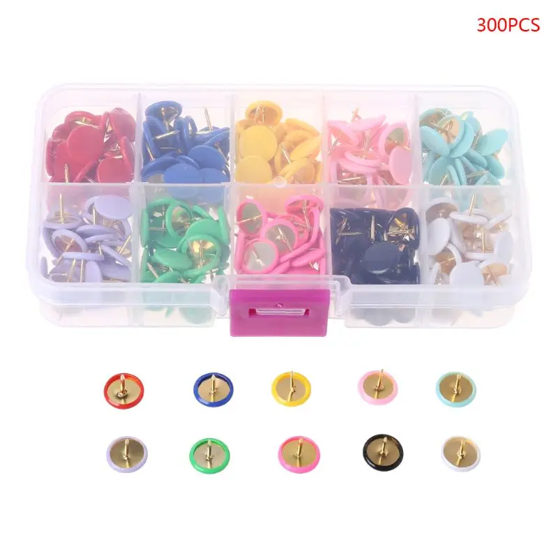 

300pcs Home Office Colorful Drawing Pins Pushpin Thumbtack Cork Board Push Pin Photo Wall Map Markers