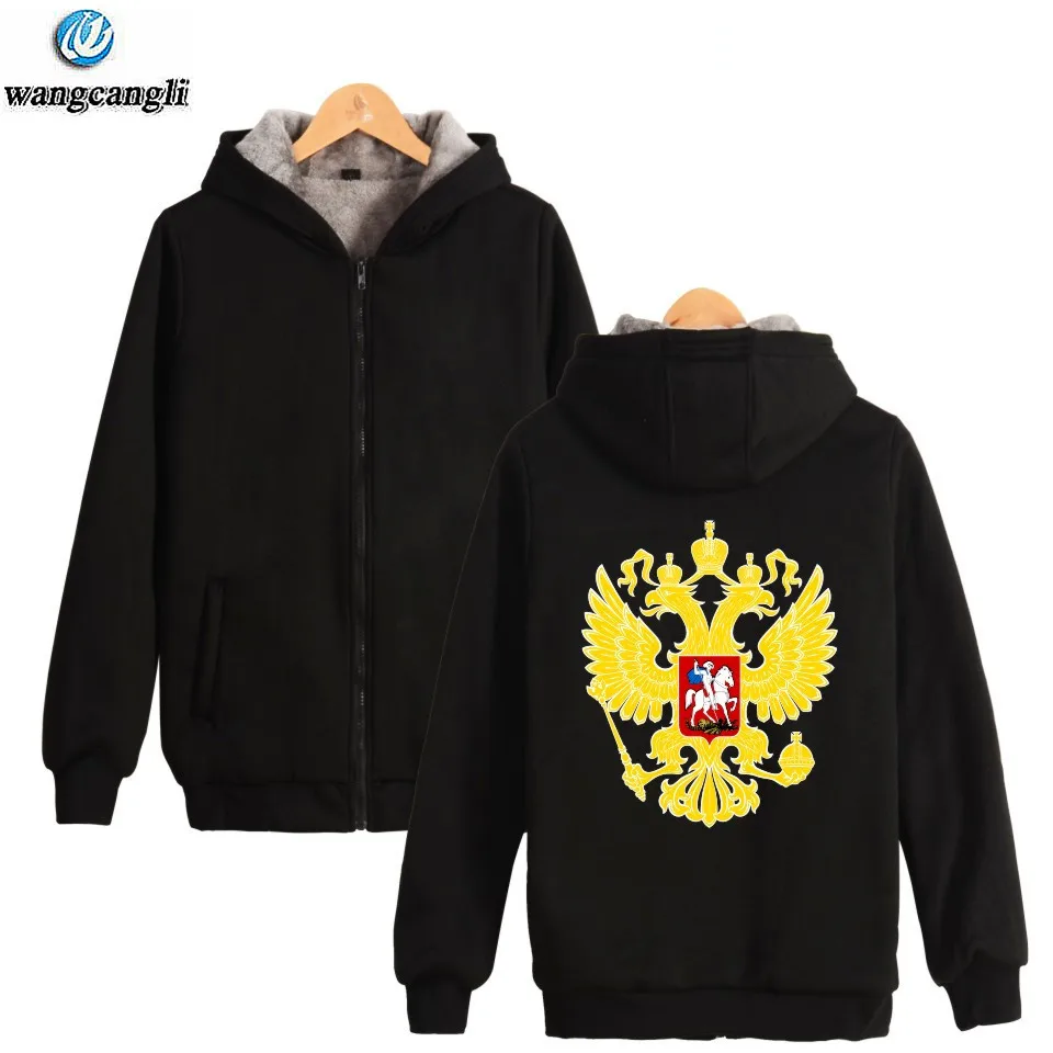 

Russia Is Our Power Winter hoodie fleece Warm Jacket thicken coat Double-headed Eagle Russia Style hoodies sweatshirt 4XL Jacket