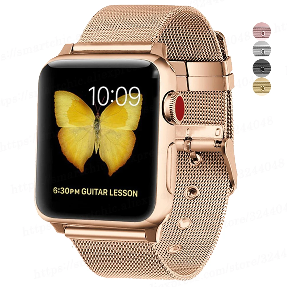 Ремешок для Apple Watch 4 3 2 ремешок 42 мм 38 мм для iWatch series 4 3 2 1 Миланский для iwatch 4 3 ремешок 40 мм 44 мм нержавеющая сталь