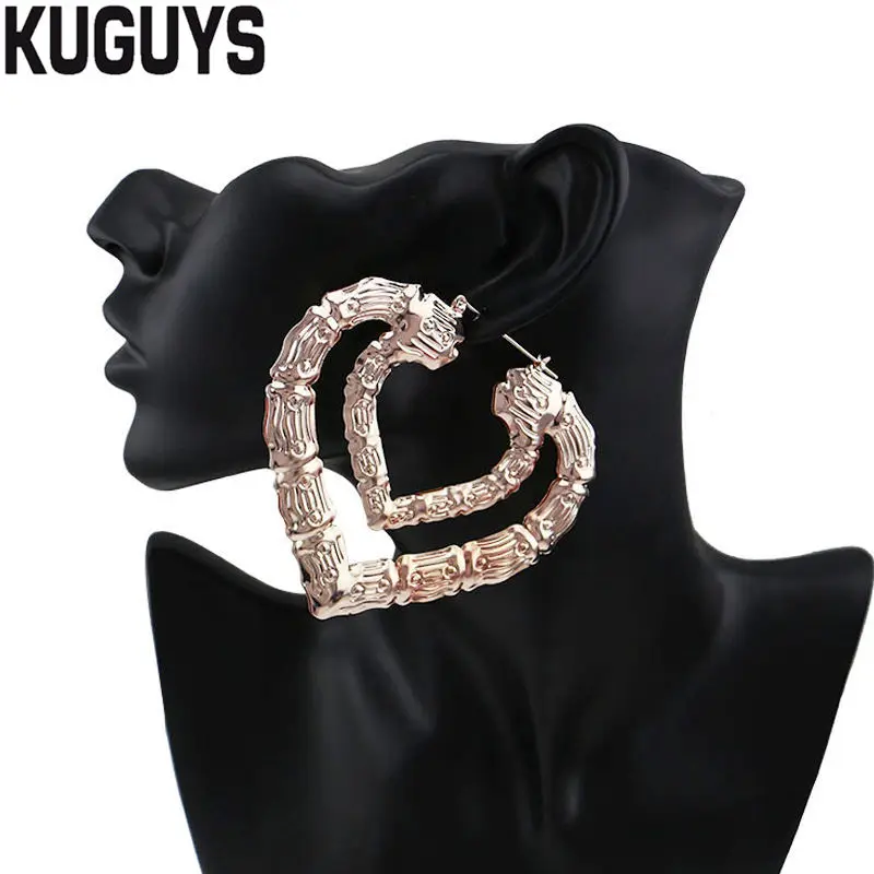 KUGUYS хип-хоп золотые бамбуковые обручи серьги для женщин круглые супер большие Серьги Pendientes модные Brincos модные ювелирные изделия Oorbelle