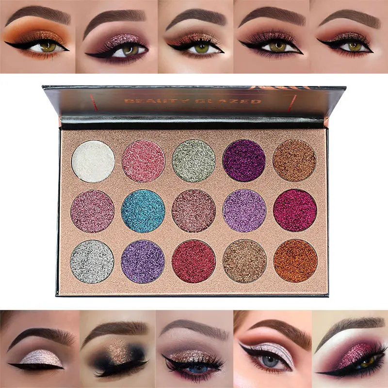 BEAUTY GLAZED 15 полноцветных матовых алмазных теней для век палитра Профессиональные