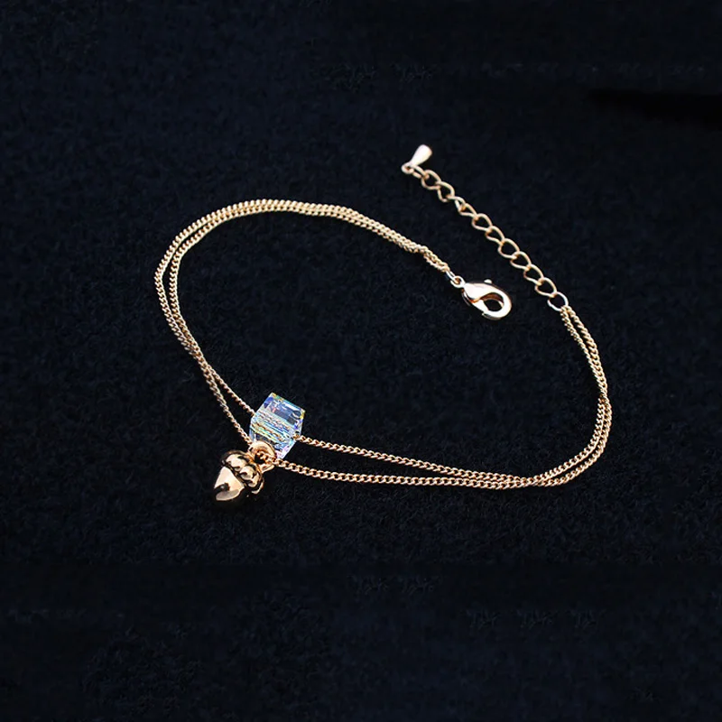 Женский Свадебный комплект из ожерелья и браслета колье золотого цвета с