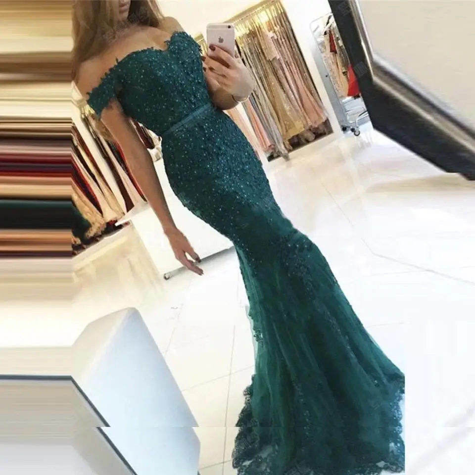 Длинное платье с открытыми плечами вечернее кружевное русалки 2019|Вечерние