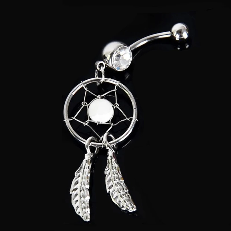 Body Jewelry Crystal Gem Dream Catcher Navel Dangle Belly Barbell Button Bar Ring piercing Art | Украшения и аксессуары