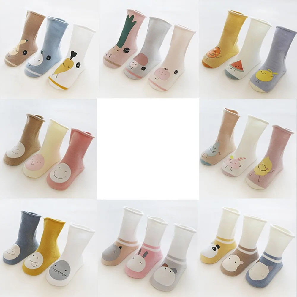 MIBAO/летние хлопковые носки для малышей 3 пары детские гольфы с принтом животных