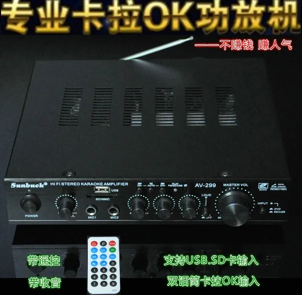 Усилитель мощности для домашнего кинотеатра 220 В 200 Вт + Hi-Fi 2 0 каналов караоке