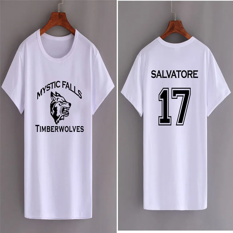 Летние Повседневное Salvatore 17 футболка Для женщин год рождения вампира Дневники