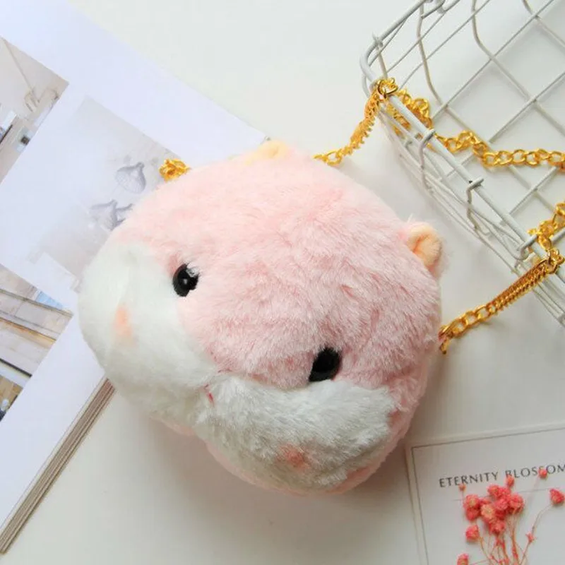 1 шт. 15*19 см Kawaii Плюшевые животное Хомяк Сумка Симпатичные мягкие плечо портмоне плюшевые сумки для девочек детей подарок на день рождения