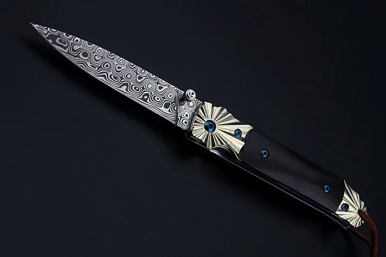 2021 New Free Shipping Swedish Powder Damascus Outdoor Folding Knife Camping Survival Self-defense High Hardness Fruit Knives |