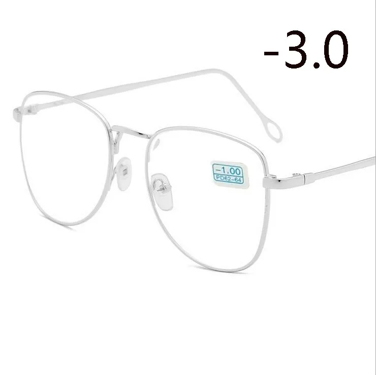 Myopia 300 Ретро очки для близорукости с металлическим покрытием, для женщин и мужчин, овальные диоптрийные очки по рецепту, Черная/Серебристая/Золотая оправа-1,0-1,5-2,0-4,0 - Цвет оправы: Myopia 300