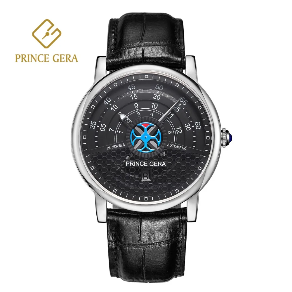 PRINCE GERA Racing серии Мужские автоматические Роскошные 24 Jewels Move механические часы