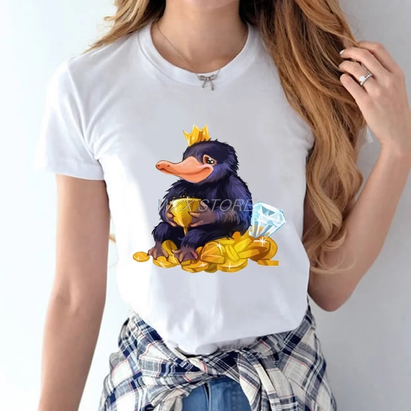 NIffler футболка Женская милая мультяшная с круглым вырезом и коротким рукавом