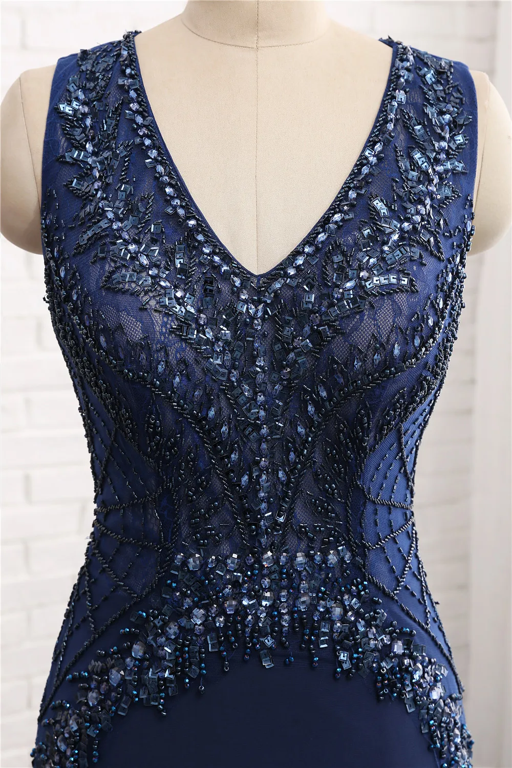 Vestido de gala Потрясающие вечерние платья темно-синего цвета с v-образным вырезом