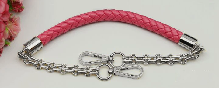 Hot Pink DIY 50 см металлическая Серебряная цепочка сменные ремешки для сумок 18 цветов из искусственной кожи ручки для маленьких сумок, сумки аксессуары - Цвет: Hot Pink
