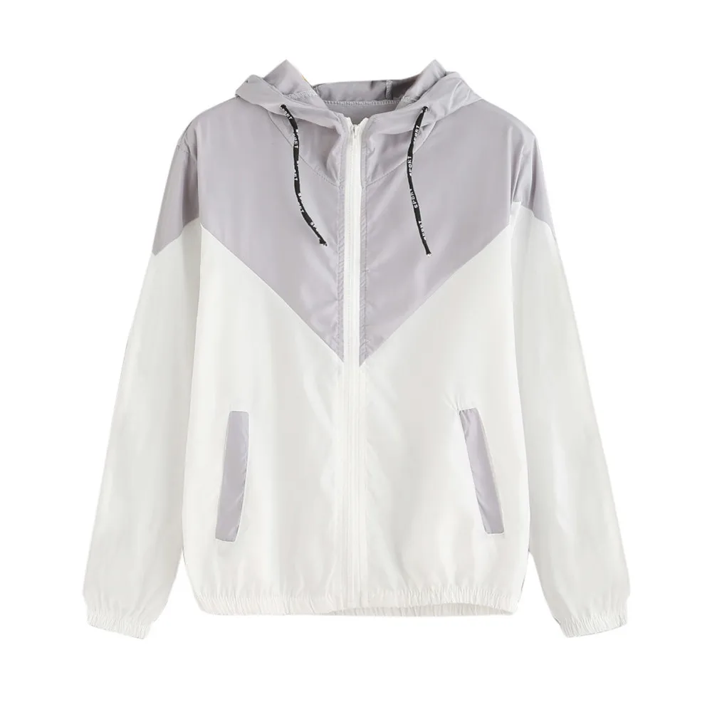 2018 Spring jacket women Long Sleeve Patchwork casaco feminino bts Thin Skinsuits Hooded Zipper Pockets Coat Female | Женская одежда