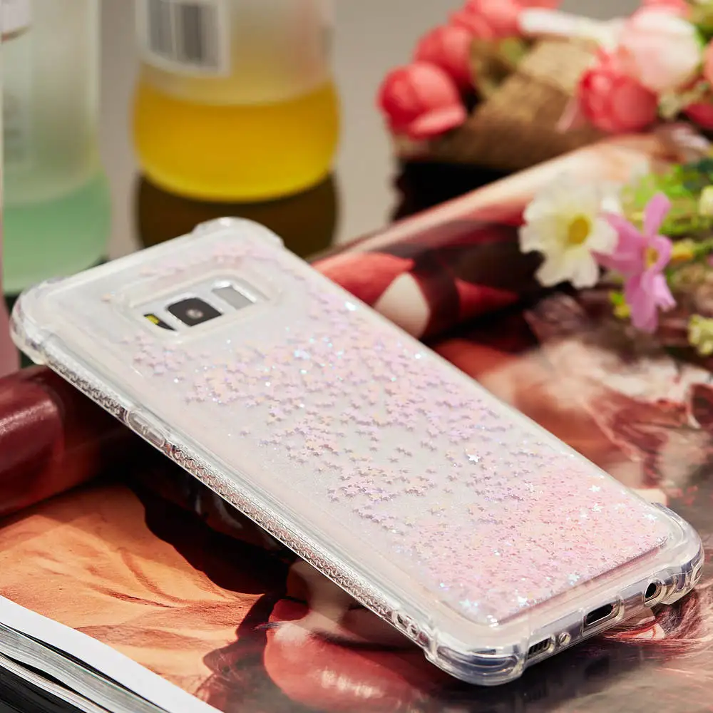 Блестящий чехол для Samsung Galaxy S8 Plus + S 8 мягкий ТПУ милый жидкий бампер задняя крышка