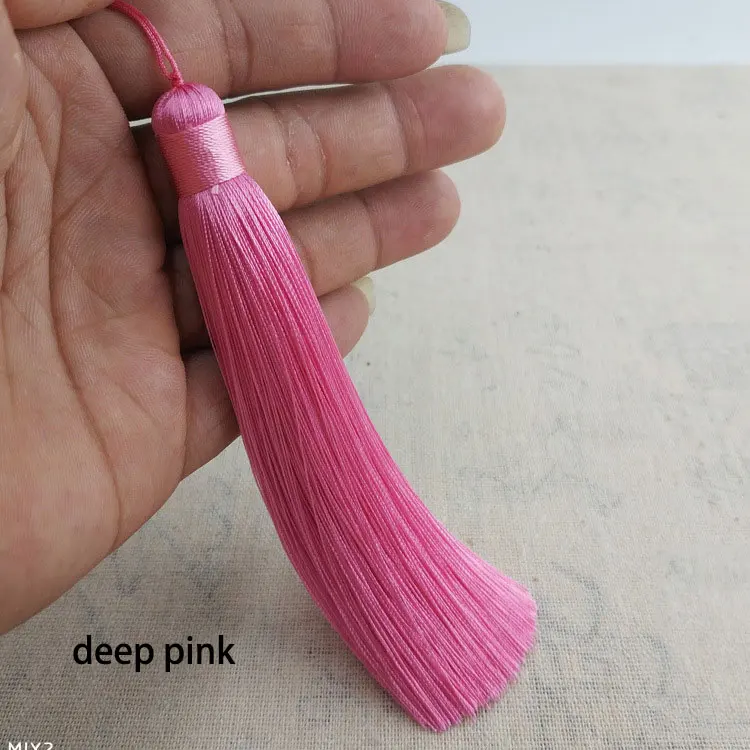 deep pink Настраиваемые 12 см полиэфирные кисточки с висячим кольцом шелковые Швейные Банг кисточка отделка декоративные кисточки для ключей Подвески домашний декор - Цвет: deep pink