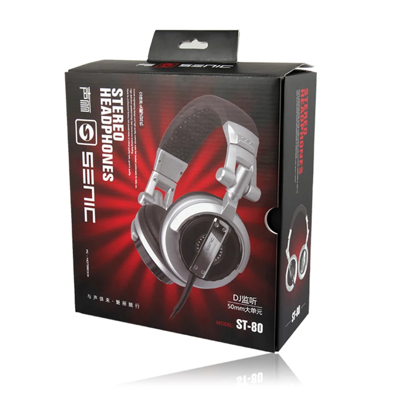 With Retail Package somic ST-80 Складные стерео наушники компьютер Профессиональный dj сабвуфер монитор гарнитура бас HiFi Музыка наушники - Цвет: With Retail Package