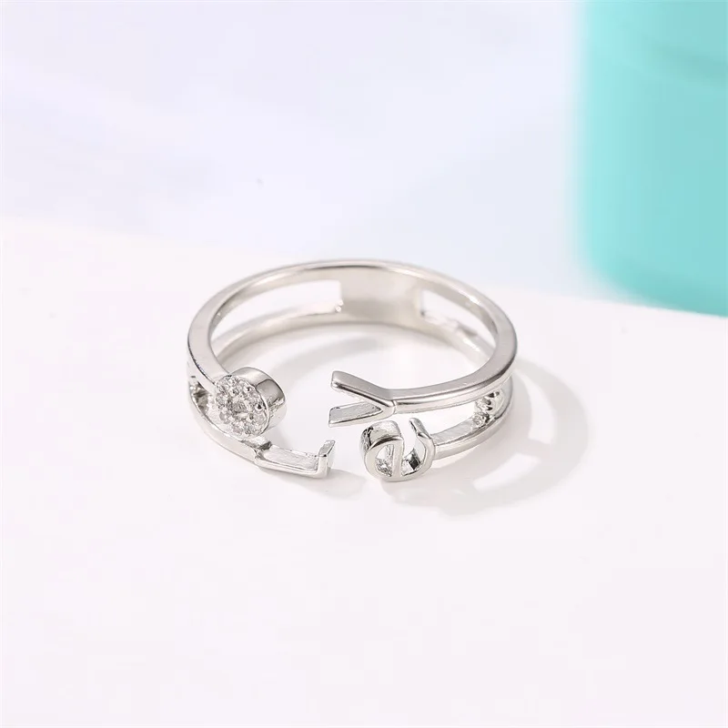 Новый дизайн милое кольцо в виде сердца Женское с буквой L O V E серебряные золотые