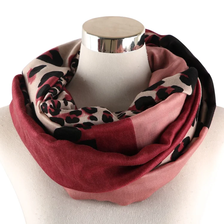 Pink Ring Winfox модный пэчворк Animale шарфы платки женские розовый красный Леопардовый шарф Женские палантины - Цвет: Pink Ring