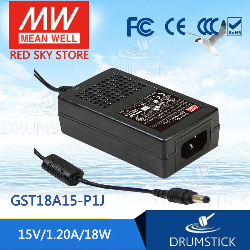 (Только 11 11) Среднее хорошее GST18A15 P1J (6 шт.) 15В 1.2A meanwell GST18A 18Вт AC DC Высокая надежность